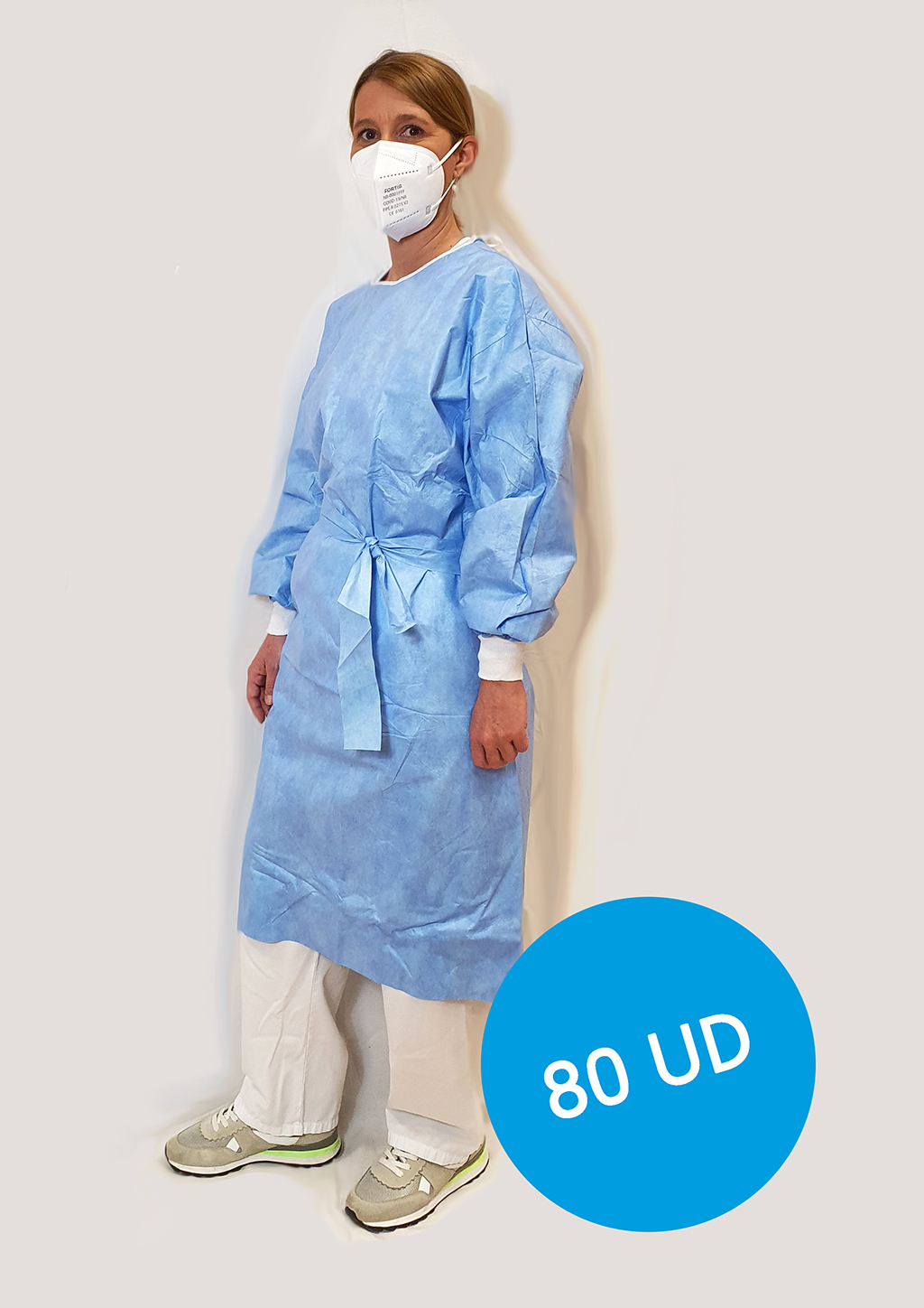 Bata de protección quirúrgica laminada impermeable AMET 55gr caja de 80 unidades