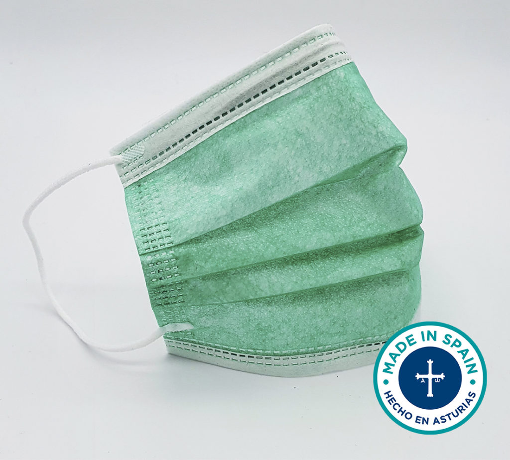 Mascarilla quirúrgica tipo IIR verde clínico FORTIA - Imagen 2